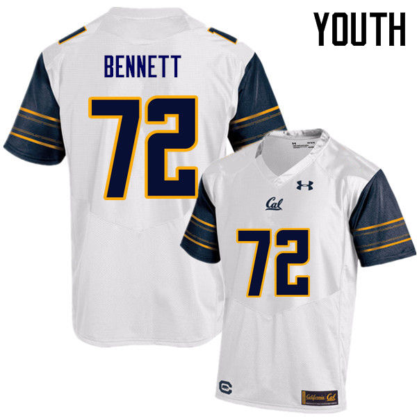 Youth #72 Kamryn Bennett Cal Bears (California Golden Bears College) Football Jerseys Sale-White - Click Image to Close